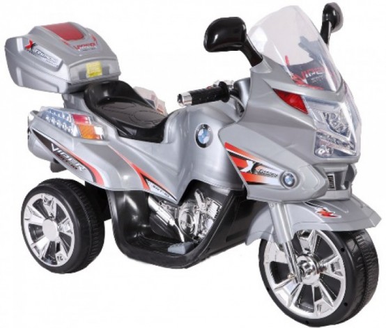 Elektrická motorka pro děti Highway Police velká - STŘÍBRNÁ